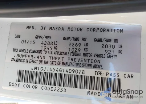 2016 Mazda Mazda6 I Sport z USA, uszkodzony, nr VIN JM1GJ1U54G1409078